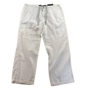 NWT Mark Anthony Mens Pants 40x30 White Linen Blend Casual Straight Leg Classic